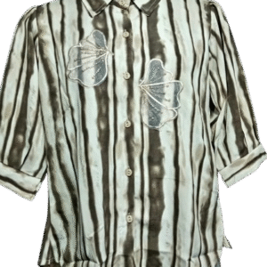 Monochrome Striped Botanical Shirt
