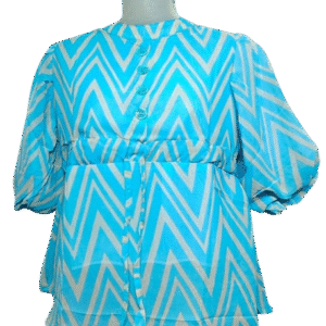 Aqua Chevron Statement Blouse