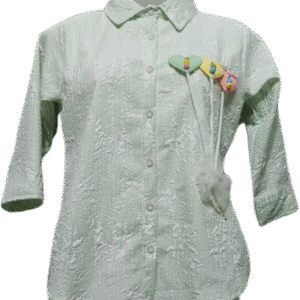 Mint Textured Bow Shirt