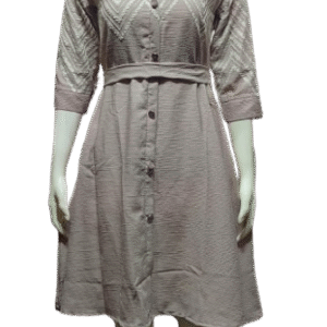 Taupe Chevron Button Midi